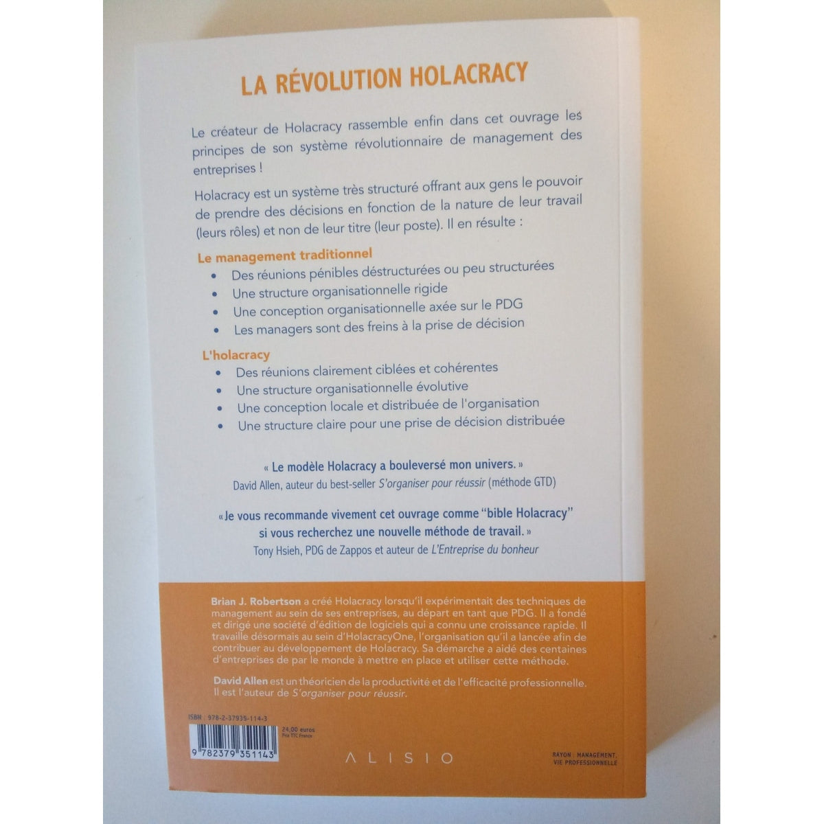 La révolution holacracy: Le système de management des entreprises performantes .Livre de brian robertson. quatrieme de couverture