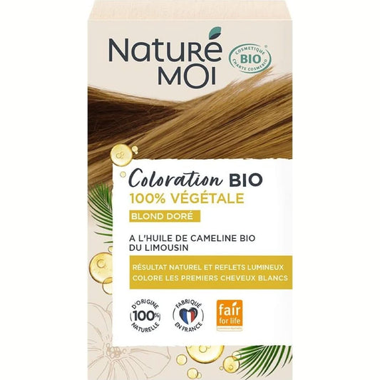 Naturé Moi - Coloration Végétale - Coloration Cheveux Blond Doré - Couleur Cheveux Bio - À l'huile de Cameline Bio du Limousin - 100% Végétale - 100% d'Origine Naturelle - Fabriqué en France