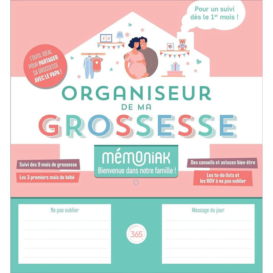 Organiseur de ma grossesse Mémoniak outil idéal suivi avec papa les 9 mois et 3 mois de bébé