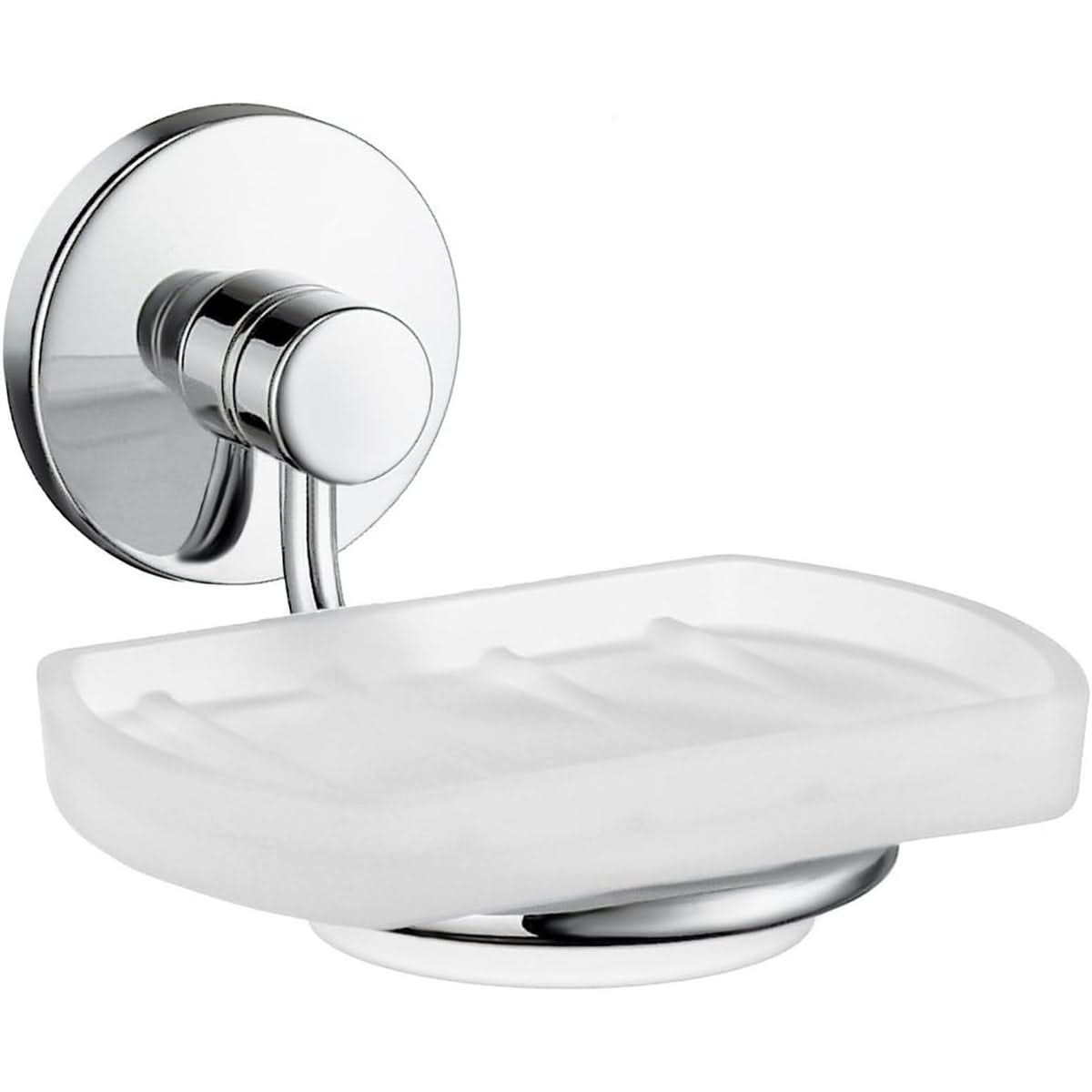 Porte-savon mural SMEDBO Studio en laiton chromé avec support en verre dépoli. Design moderne et résistant à la corrosion pour une salle de bain élégante.