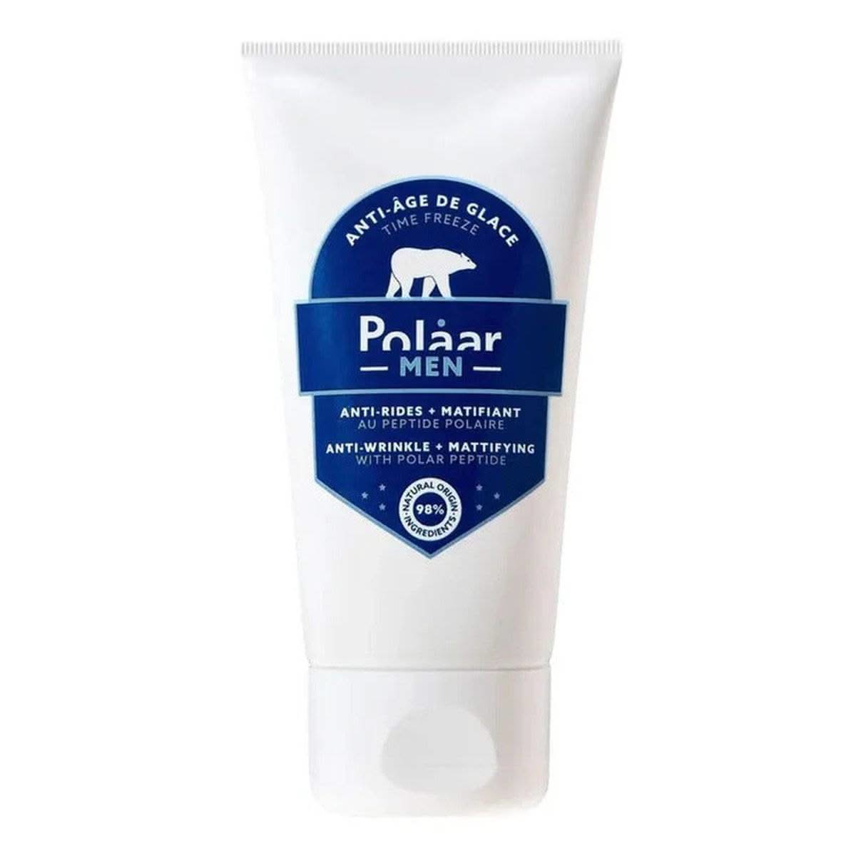 Polaar Men Anti-rides et Matifiant au Peptide Polaire, soin anti-âge pour homme. Hydrate, matifie et renforce la peau avec un puissant peptide polaire.