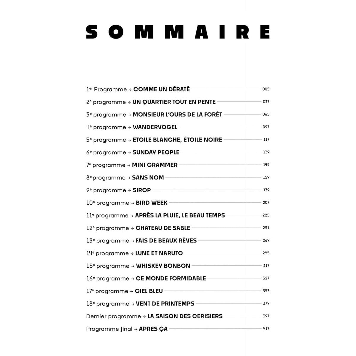 sommaire du manga Un monde formidable - Intégrale
