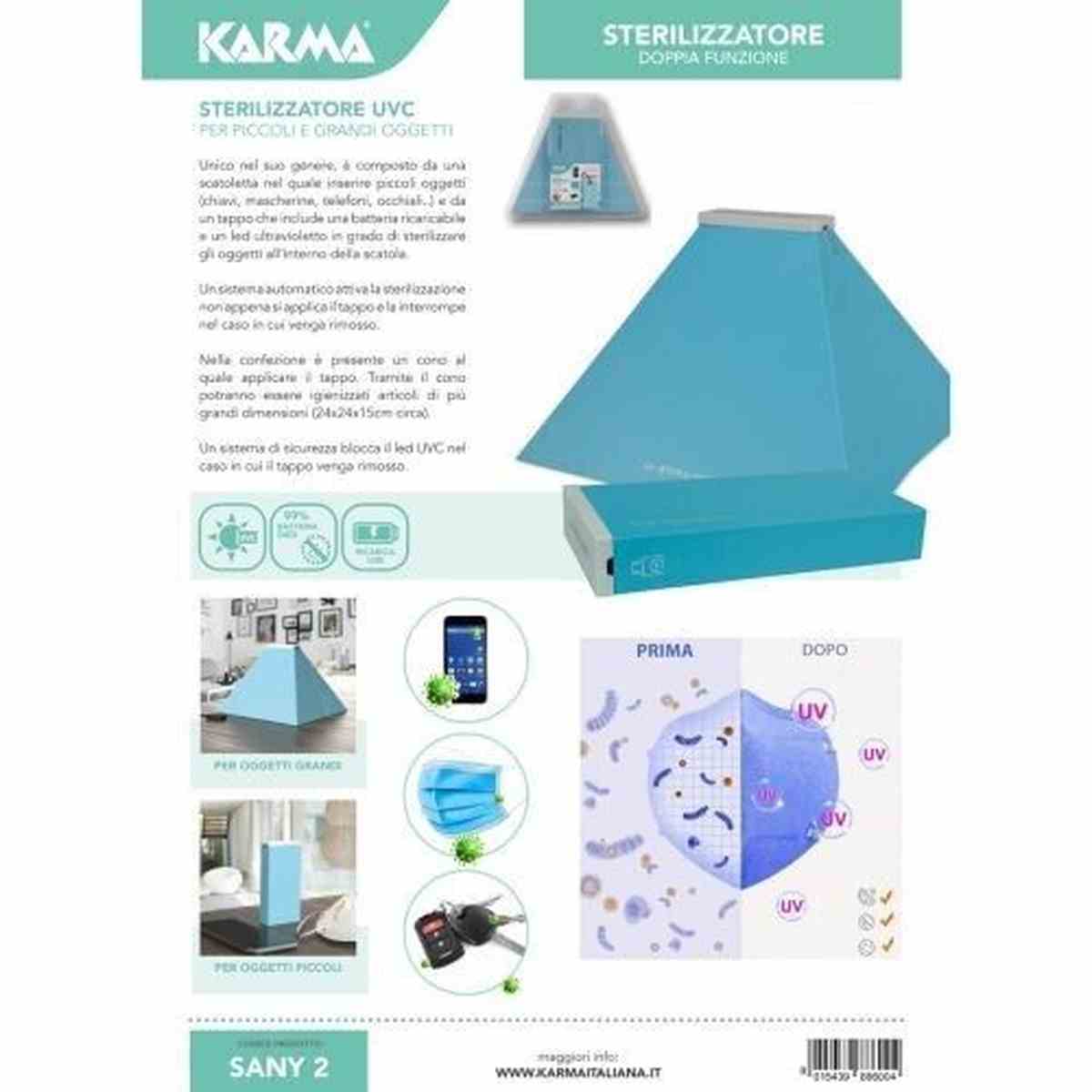 Karma Sany 2 Rayons UVC Stérilisateur pour Désinfecter Masques Téléphones Objets