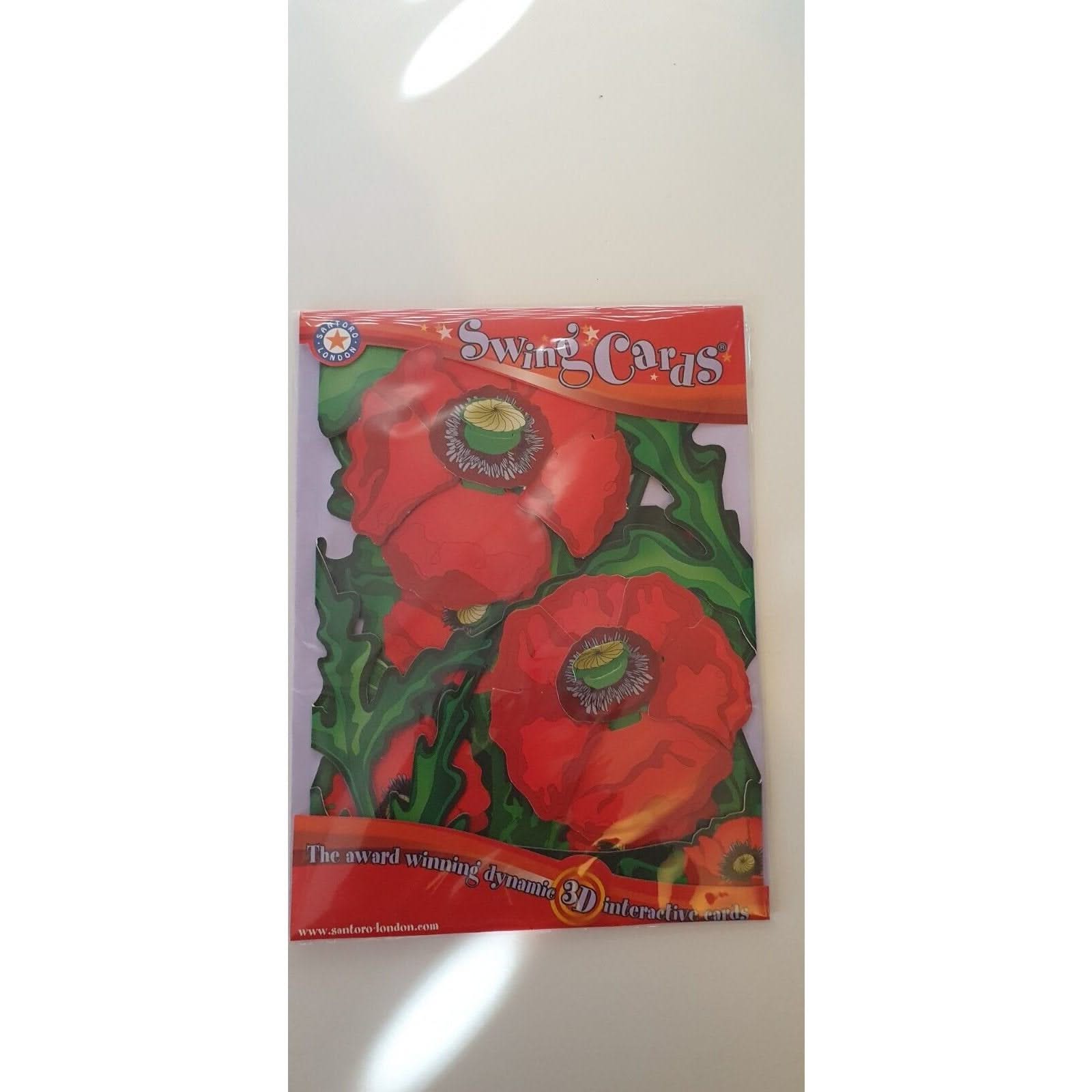 Carte De Voeux pop'up 3D swing card Santoro coquelicots