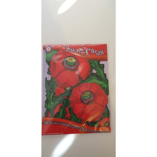 Carte De Voeux pop'up 3D swing card Santoro coquelicots