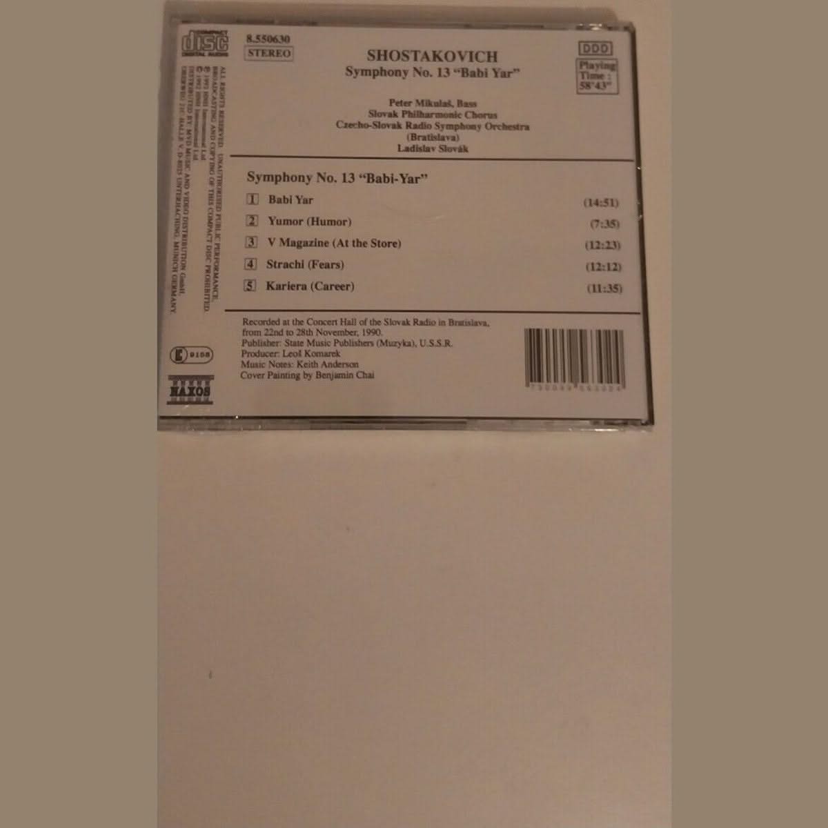 Chostakovitch : Symphonie n° Babi Yar CD -Slovak Philharmonic..