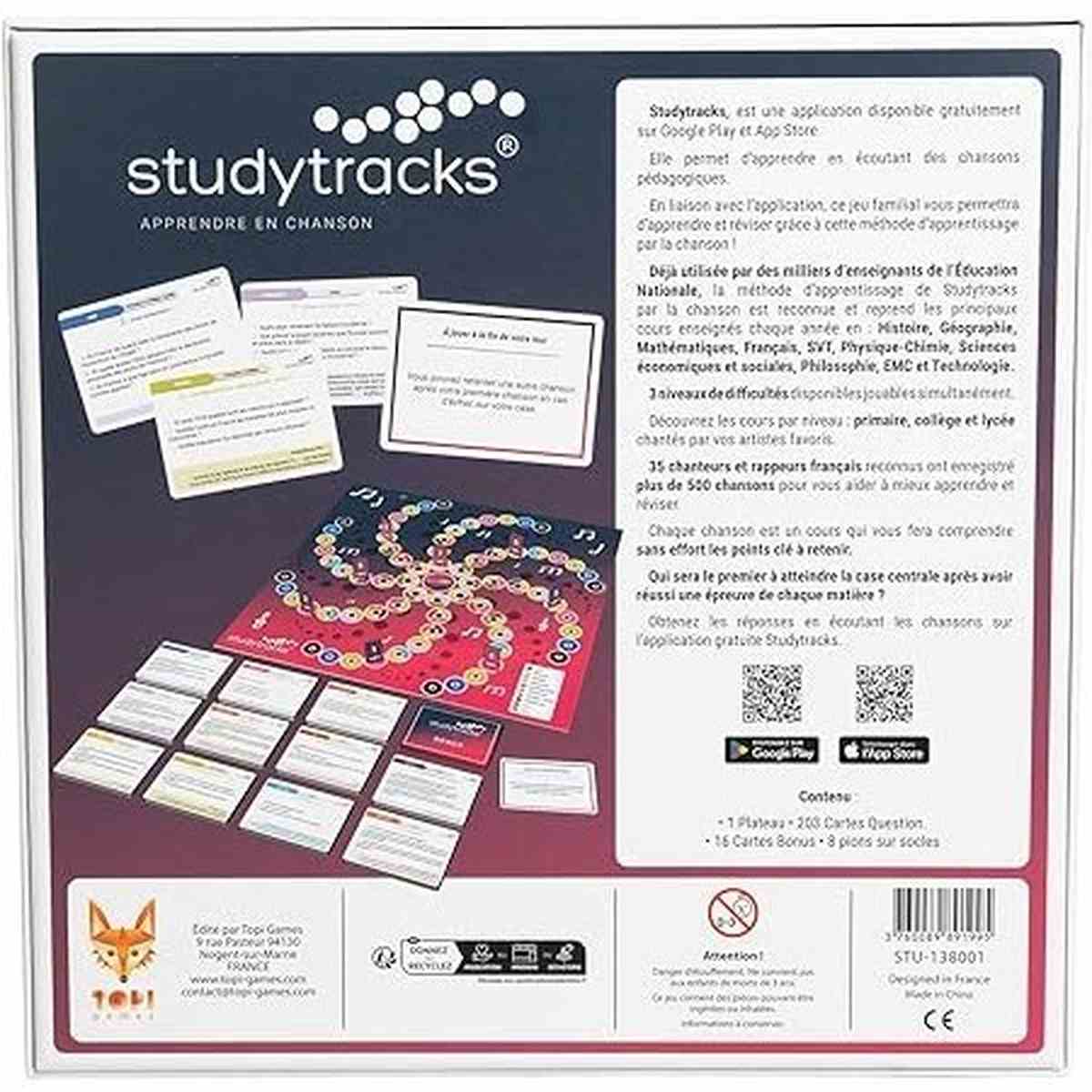STUDYTRACKS - Apprendre en chanson -Jeu de Société Topi Games