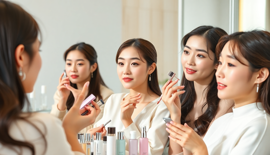 Collection de produits cosmétiques coréens, soins du visage et accessoires de beauté