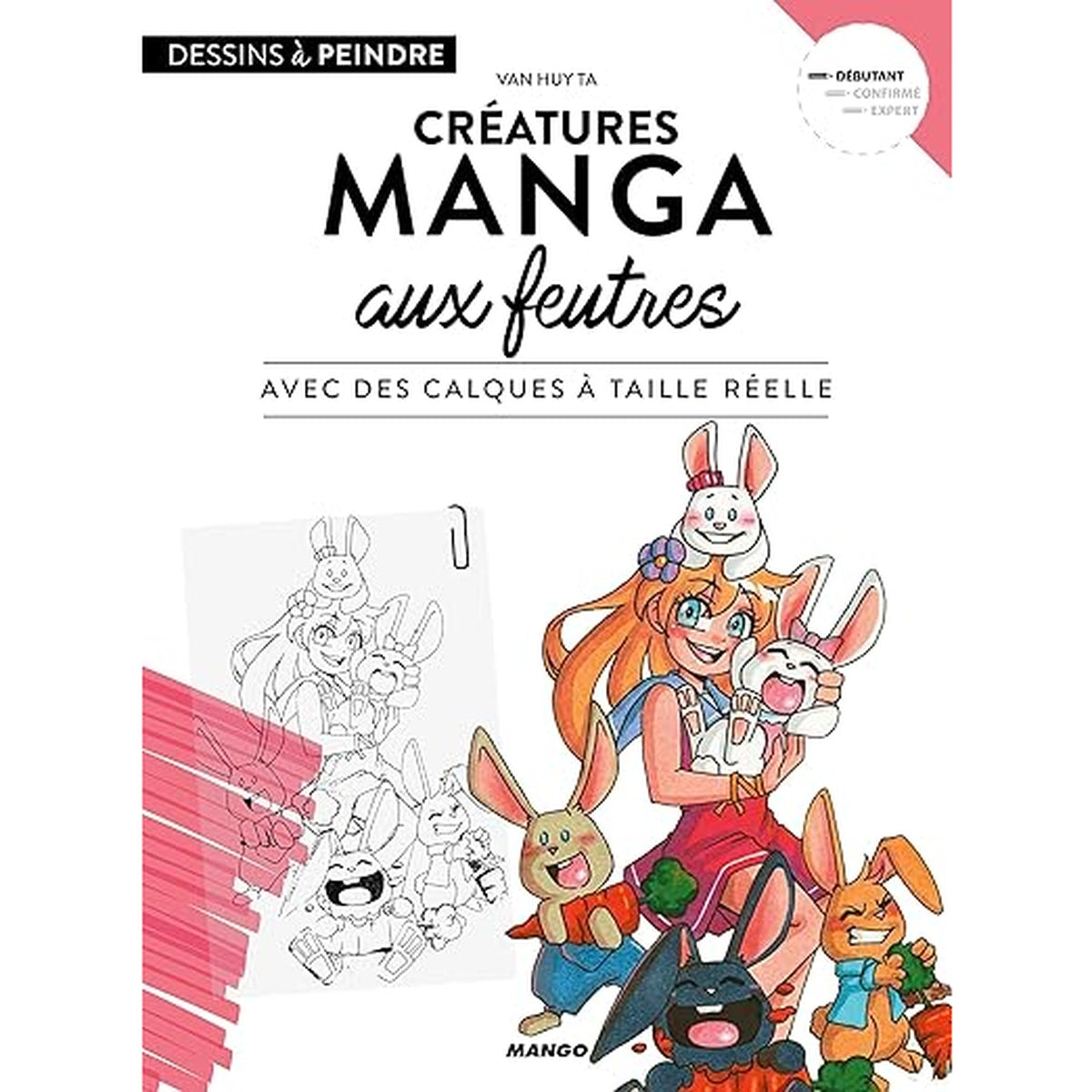 Créatures manga aux feutres: avec des calques à taille réelle coloriage manga