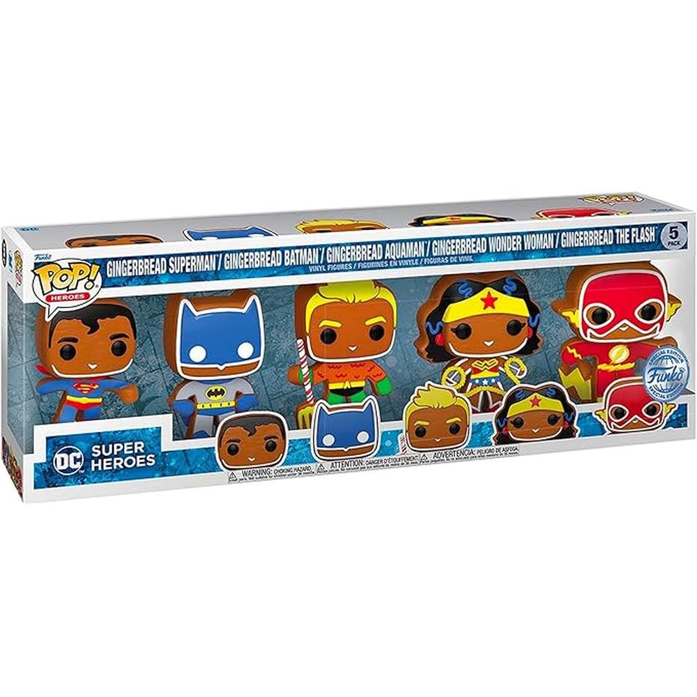 Funko Pop! 5-Pack: Heroes: DC Holiday - Gingerbread Superman/Gingerbread Batman/Gingerbread Aquaman/Gingerbread Wonder Woman/Gingerbread The Flash (Special Edition)