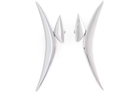 Boucles d'oreilles Boomerang Mugler H&M couleur argent