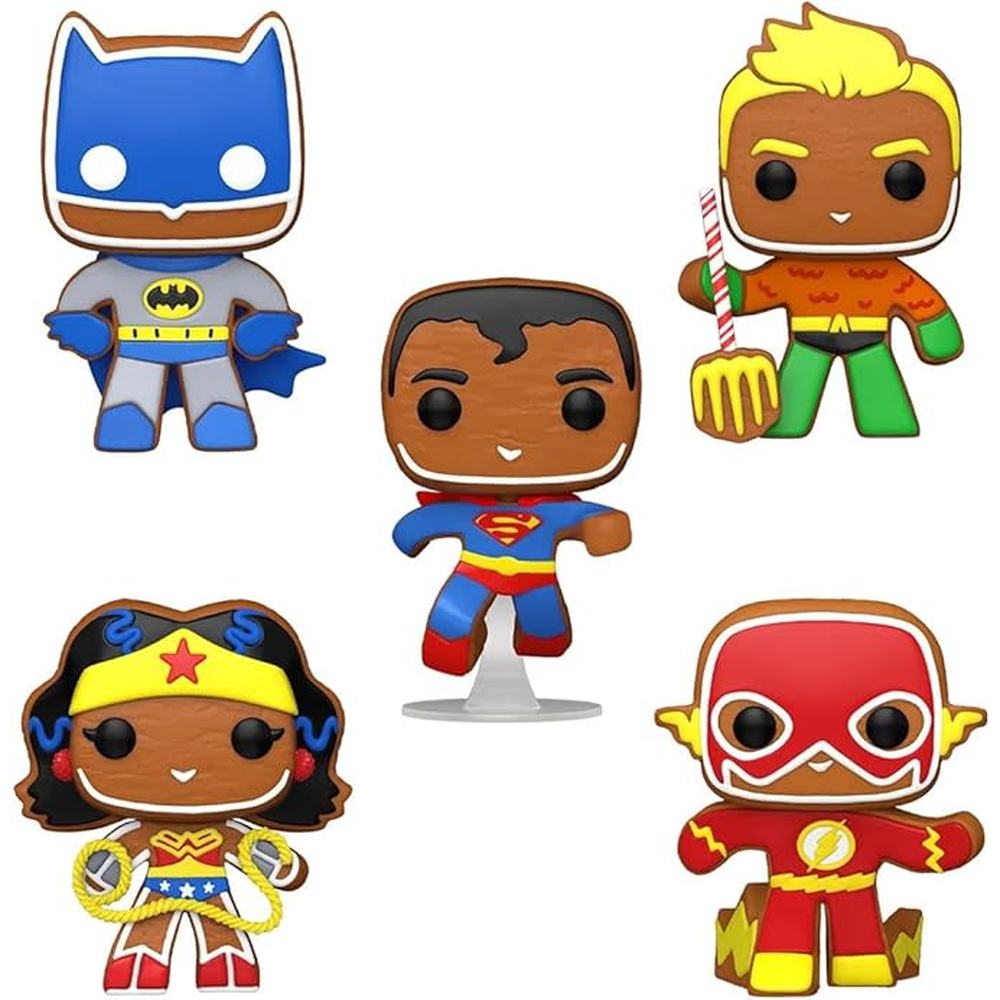 Funko Pop! 5-Pack: Heroes: DC Holiday - Gingerbread Superman/Gingerbread Batman/Gingerbread Aquaman/Gingerbread Wonder Woman/Gingerbread The Flash (Special Edition)