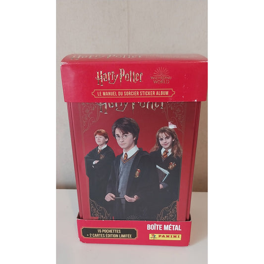 Panini Harry Potter - Le Manuel du Sorcier Boite métal rouge 15 Pochettes + 2 Cartes édition limitée