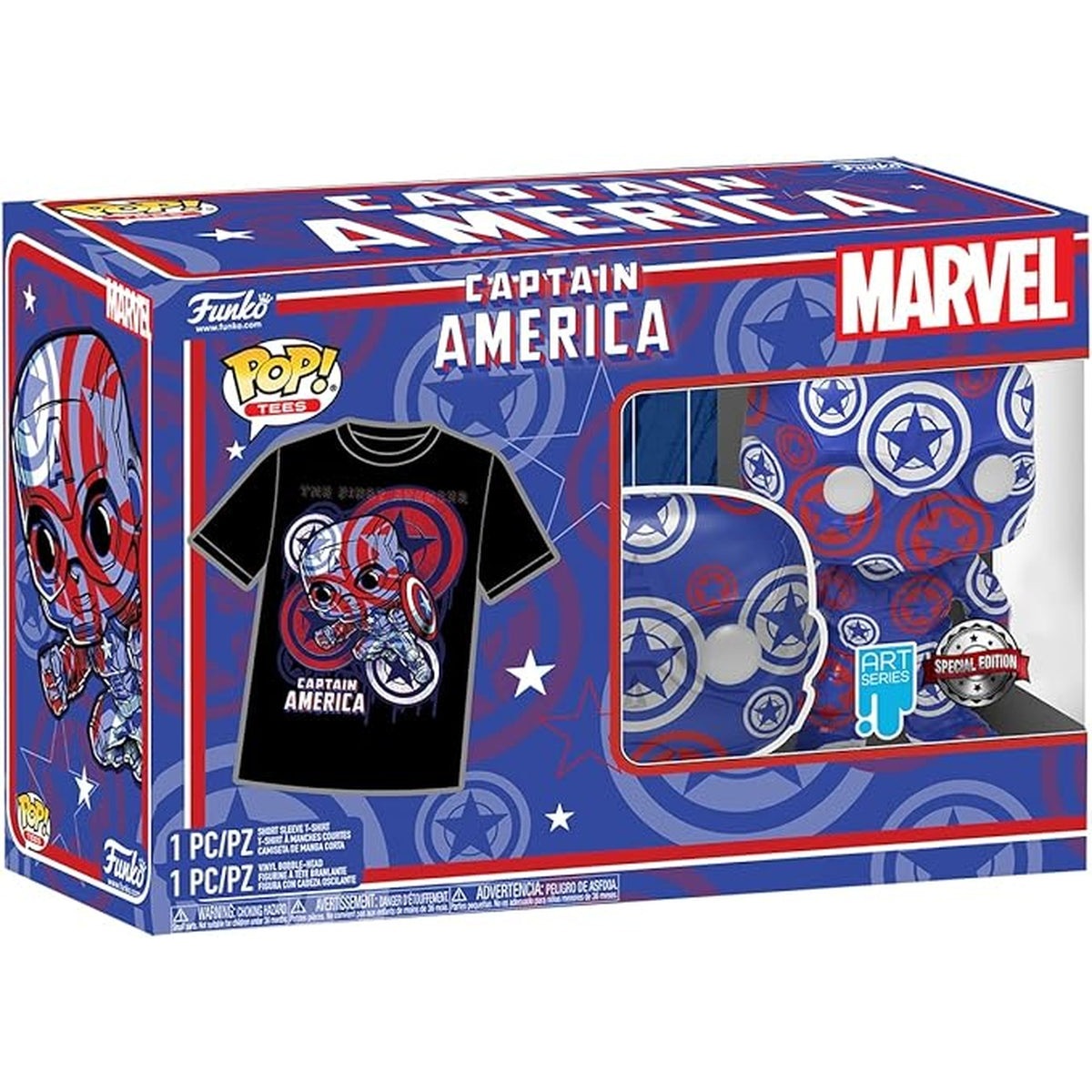 T-Shirt L avec Pop Captain America / Captain America Civil War / Funko Pop Marvel