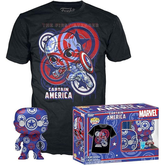 T-Shirt L avec Pop Captain America / Captain America Civil War / Funko Pop Marvel