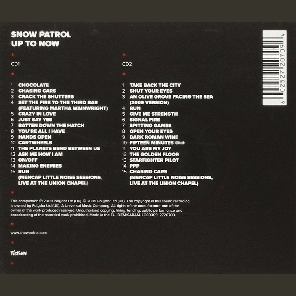 Up to Now -Snow Patrol Double Cd