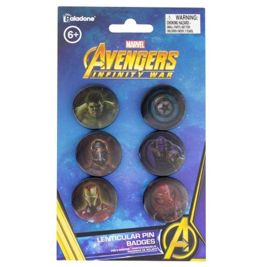 Pack de 6 badges Avengers Infinity War, modèle Lenticular.