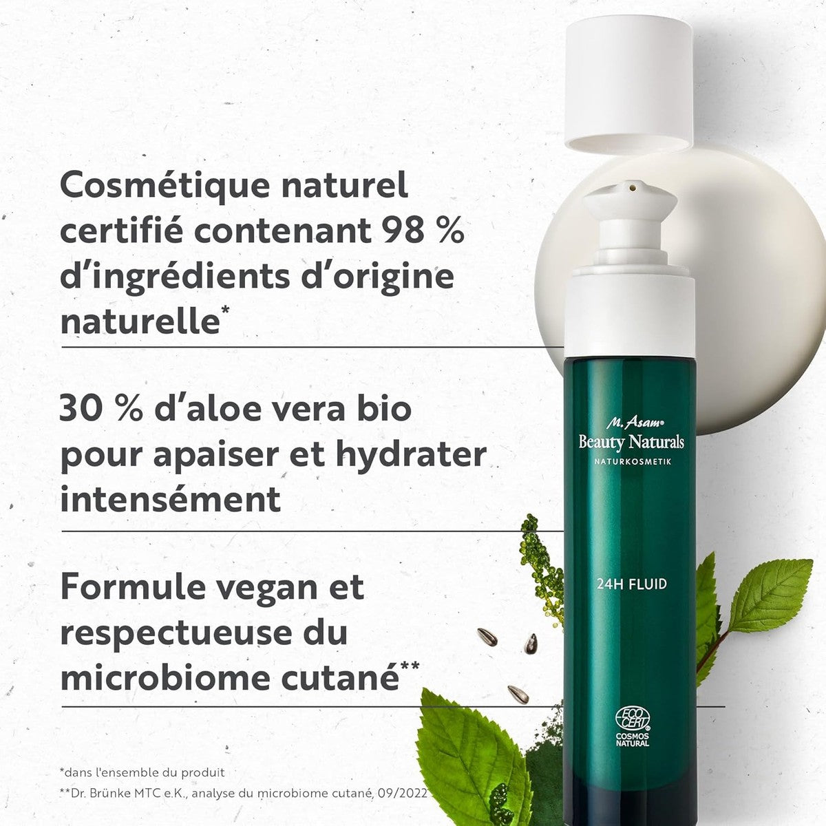 Soin visage M. Asam 24H Fluid Naturkosmetik certification COSMOS Natural 50ml