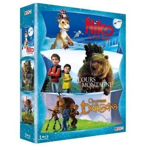 Coffret Aventure : Niko, le petit renne + L'Ours Montagne + Chasseurs de dragons - Pack - Blu-ray