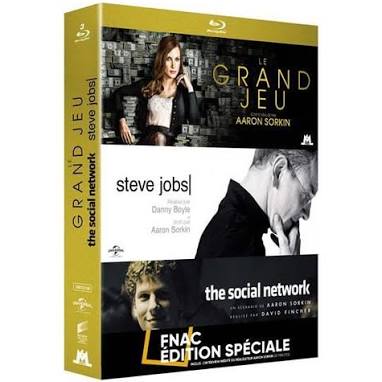 Coffret blu ray Aaron Sorkin - Le Grand Jeu, Steve Jobs, The Social Network -...