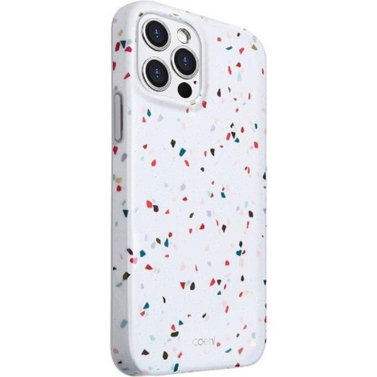 UNIQ TERRAZZO - Coque de Protection Résistant - Intérieur en Microfibre Douce iPhone 12/12 Pro, Blanc