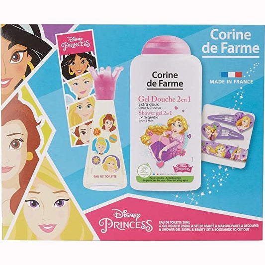 Corine De Farme Princesses Coffret Cadeau  Disney Eau de toilette Enfant 30ml  Gel Douche 250ml Bracelet |Barrettes
