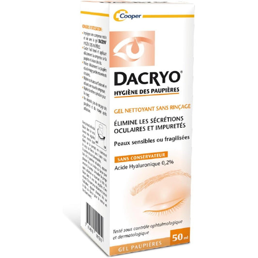 DACRYO - Gel nettoyant des paupières sans rinçage élimine les secrétions oculaires et impuretés hygiène et soin des paupières
