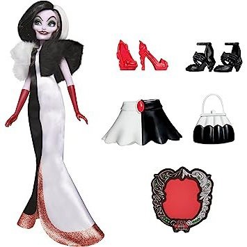 Disney Villains, Poupée Mannequin Cruella D'enfer, Accessoires Et Tenue Amovible, Jouet Disney Princesses