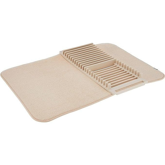 UMBRA UDRY Égouttoir à Vaisselle et Tapis de Séchage en Microfibre – Léger, Pliable et Facile à Ranger Beige